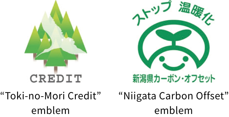 Toki-no-Mori Credit emblem Niigata Carbon Offset emblem