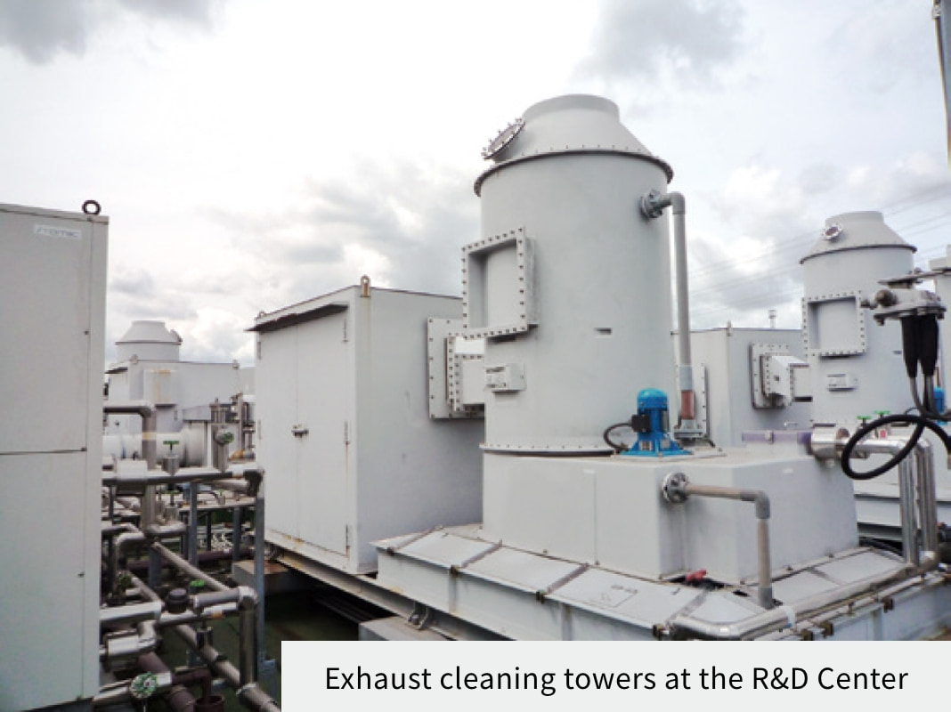 Exhaust cleaning towers at the Niigata Plant