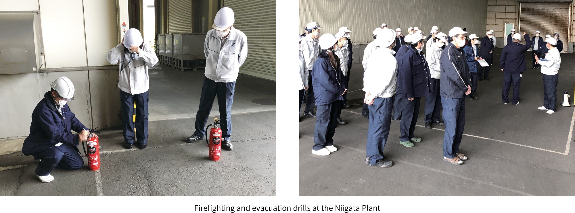 Firefighting and evacuation drills at the Niigata Plant